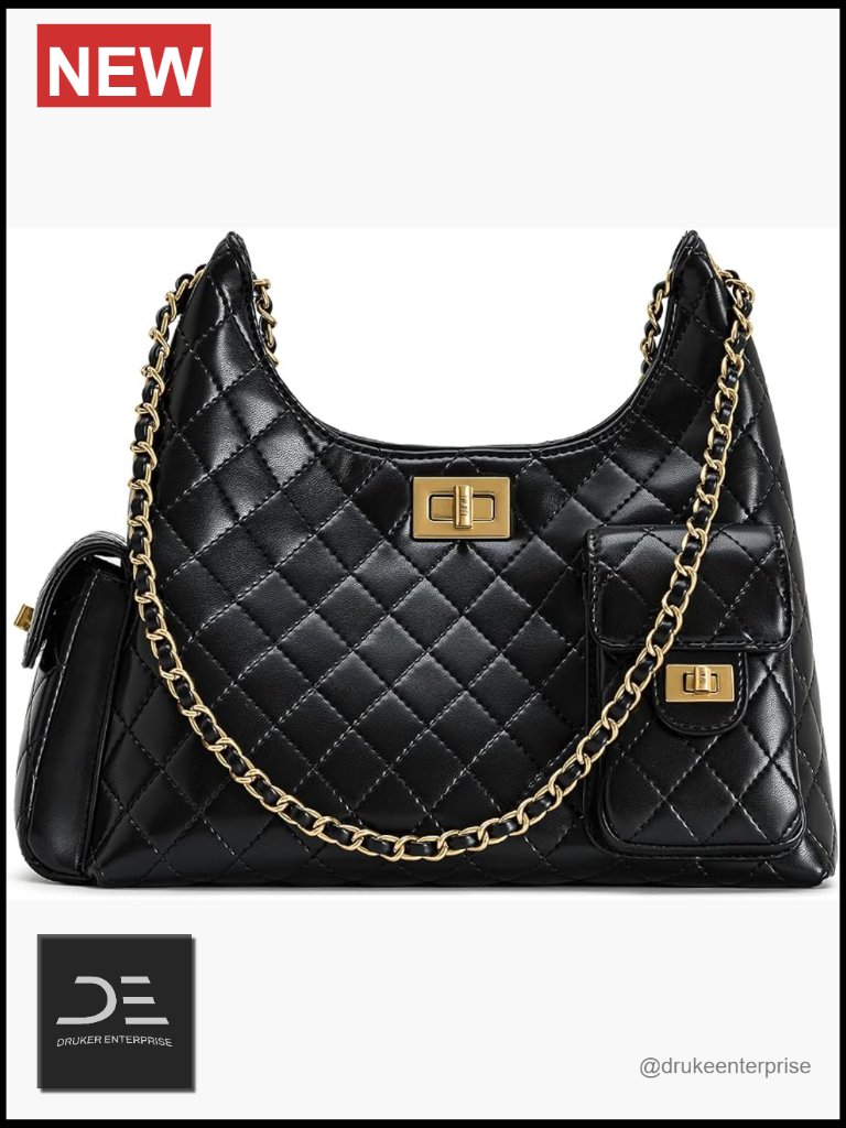 Vegan Leather Quilted Chain Shoulder Bag Satchel Crossbody